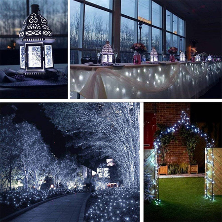 200 LED 20M lamps with solar panel - cold white